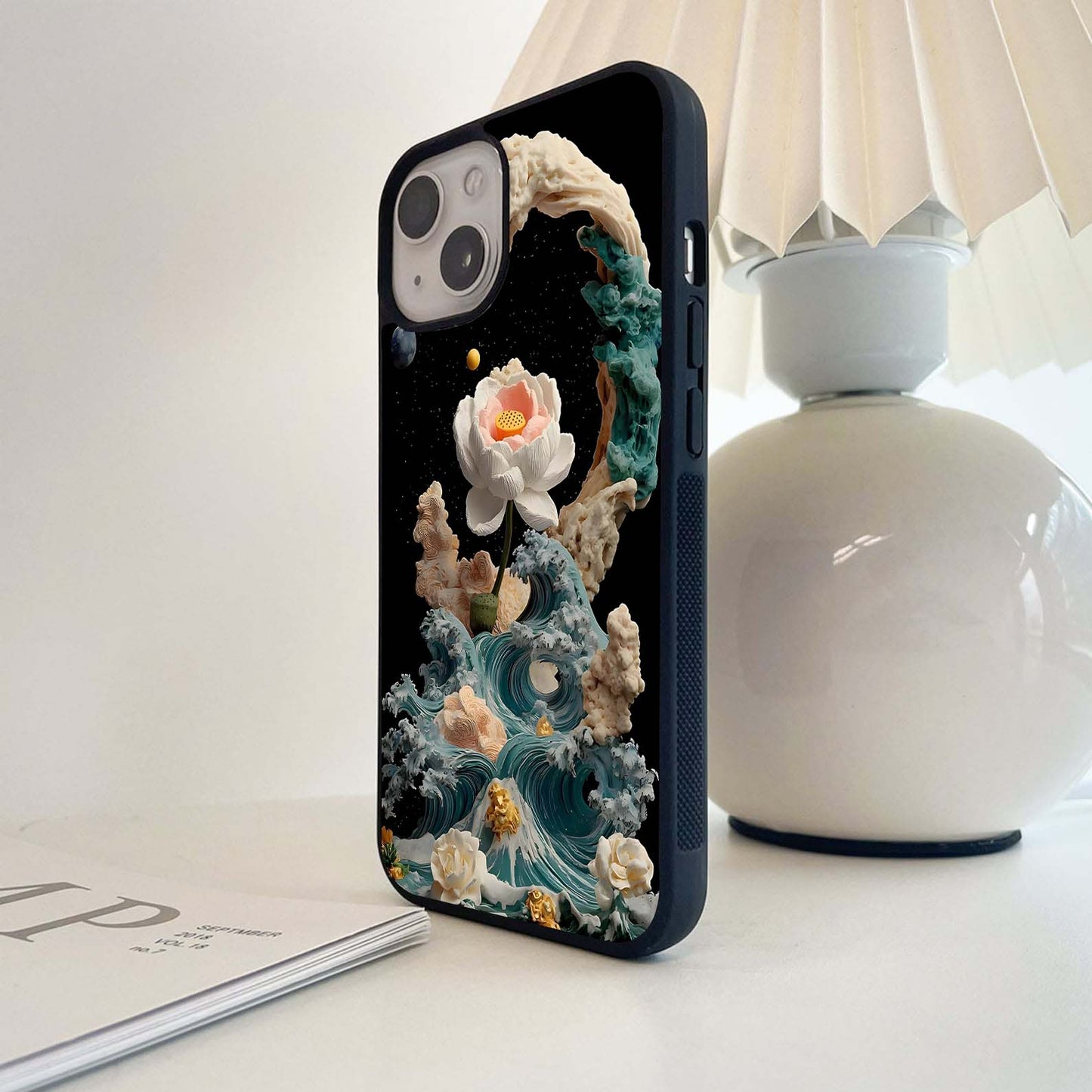 Painted Lotus Waving Glass Case