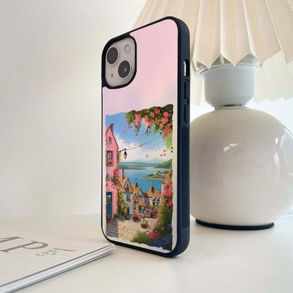 Pink Autumn Scenery Glass Case