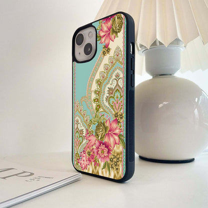 Ornate Mughal Floral pattern Glass Case