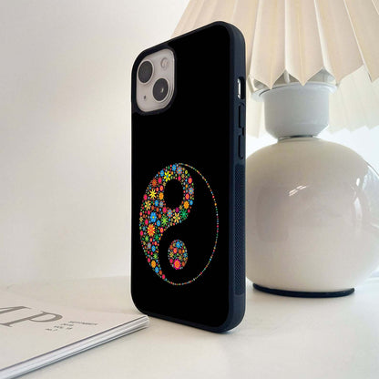 Colorful Floral yin-yang Glass Case