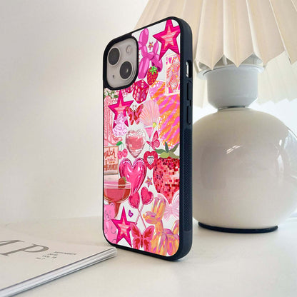 Pink Disco Collage Glass Case