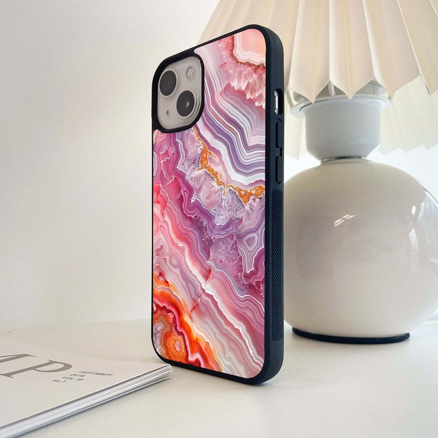 Rose Quartz Marble Glass Case