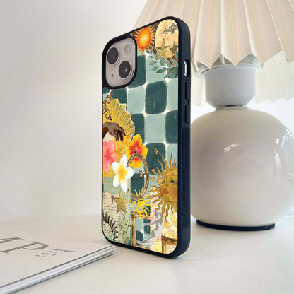 Green Sun Moon Bloom Glass Case