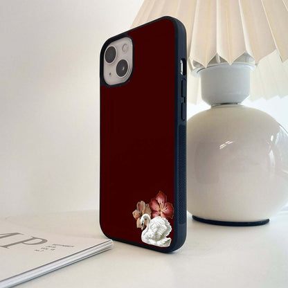 Crimson Swan Bloom Glass Case