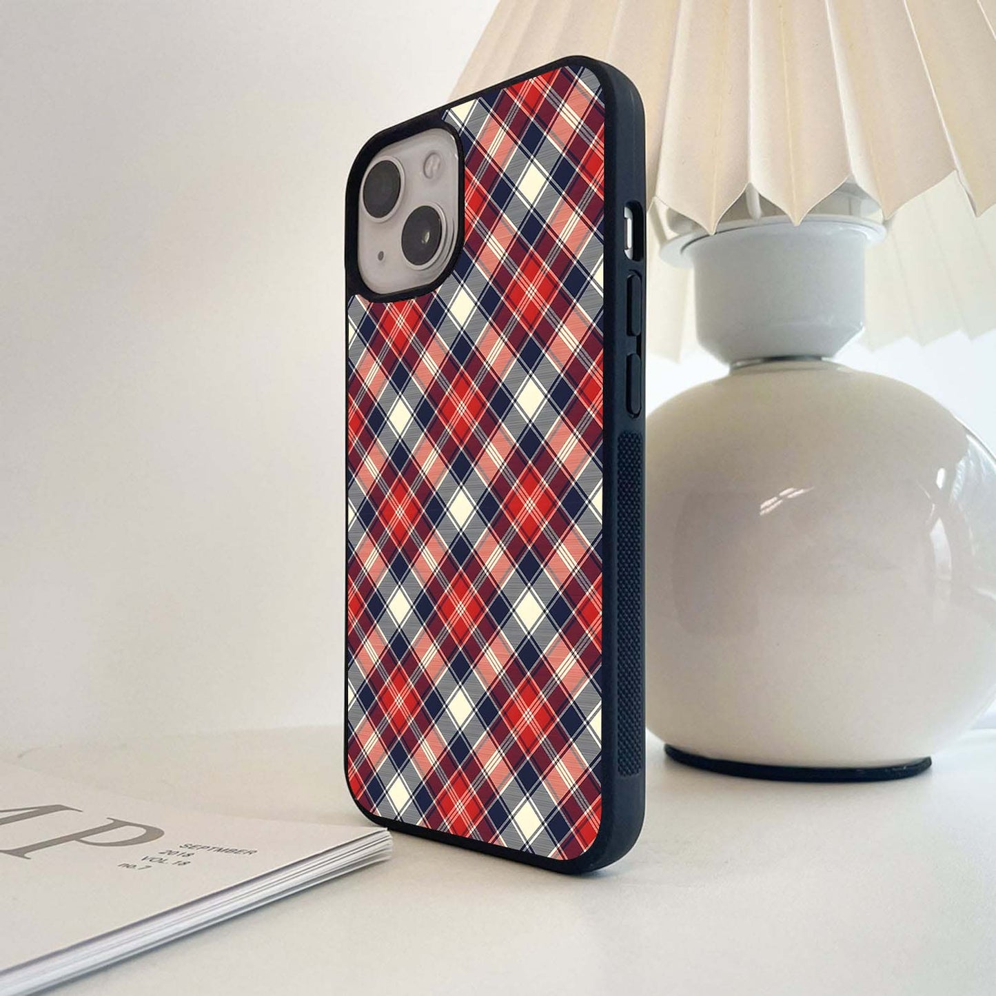 Red Checker Pattern Glass Case