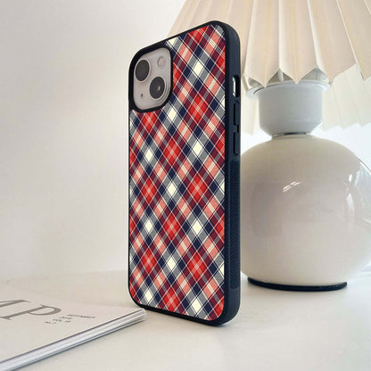 Red Checker Pattern Glass Case