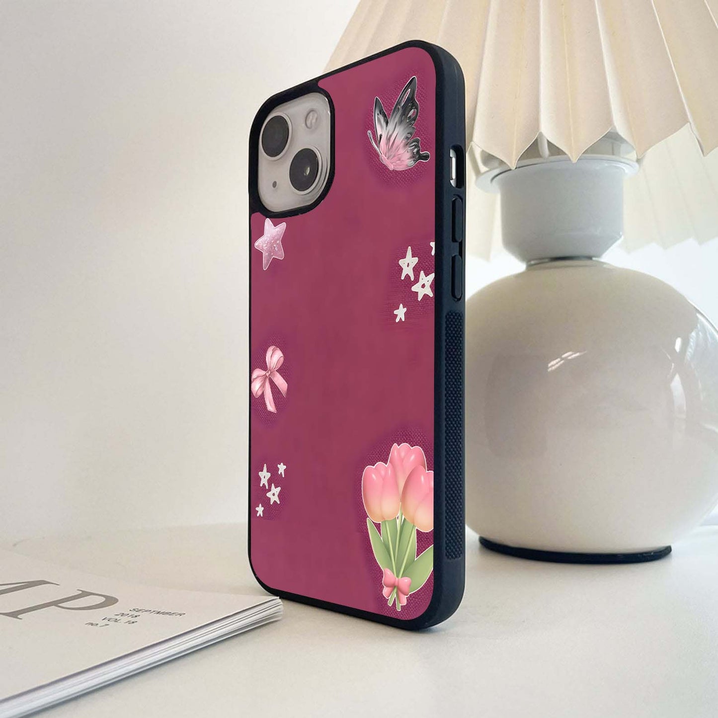 Soft Bow butterfly Glass Case