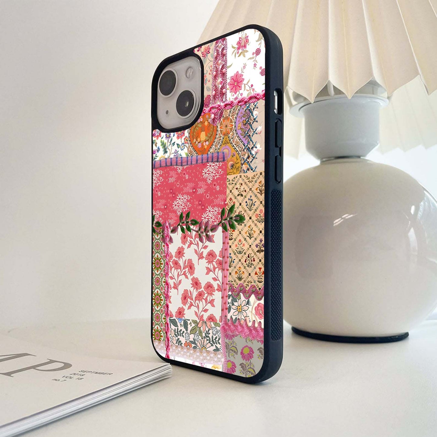 Vintage Textile Scrapbook Glass Case