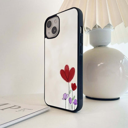 Red & Lavender Mini Flower Glass Case