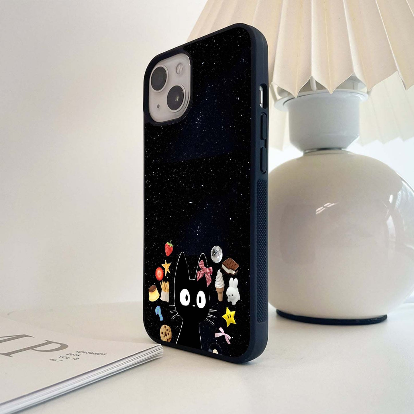 Black Cat in Space Delight Glass Case