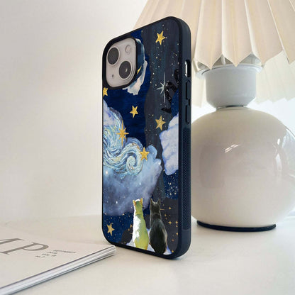Two cats Vangogh Glass Case