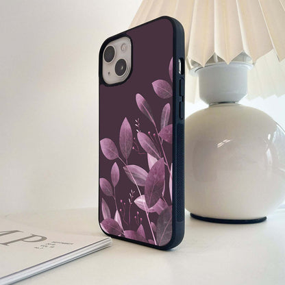 Purple Leaves Glass Case