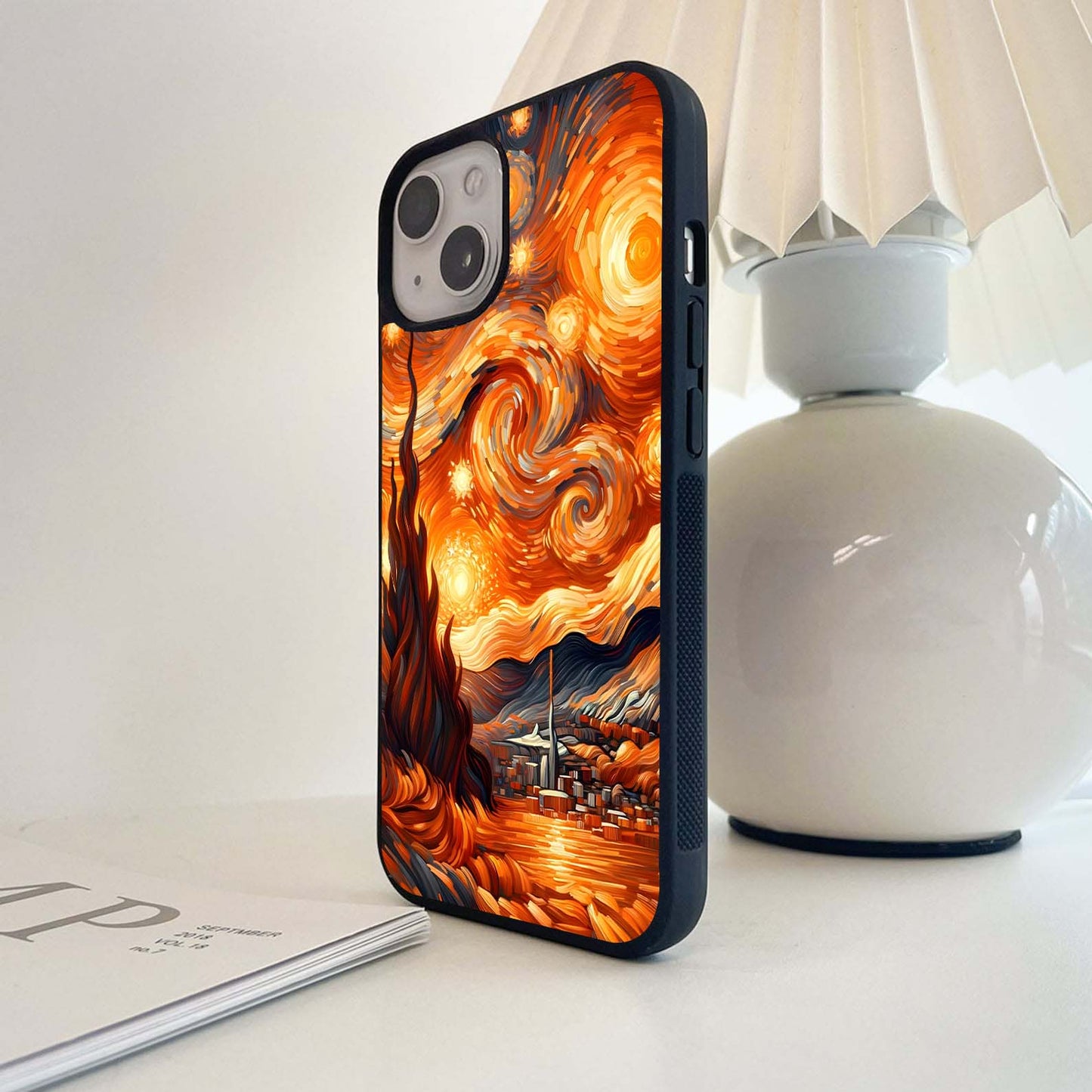 Orange Groovy Vangogh Glass Case