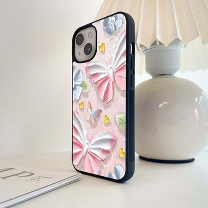 Walls Butterflies Pink Glass Case