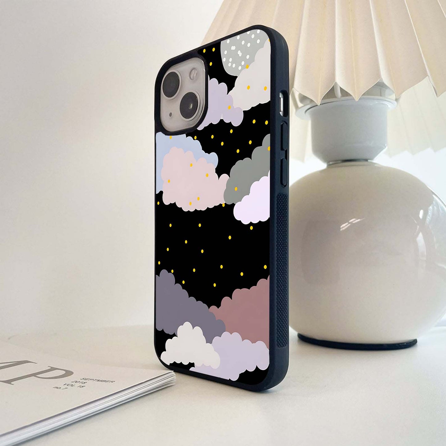 Cloudy Night Sky Glass Case