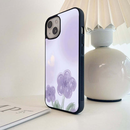 Whimsical Lilac Flower Glass Case
