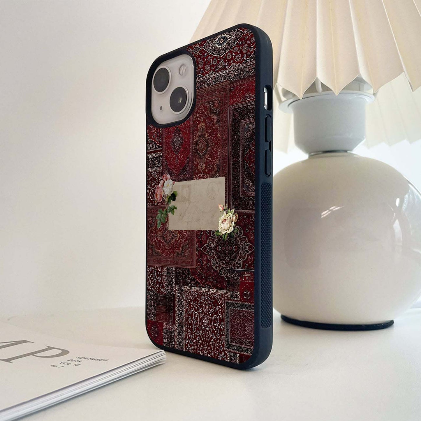 Velvet Wine Pattern Glass Case