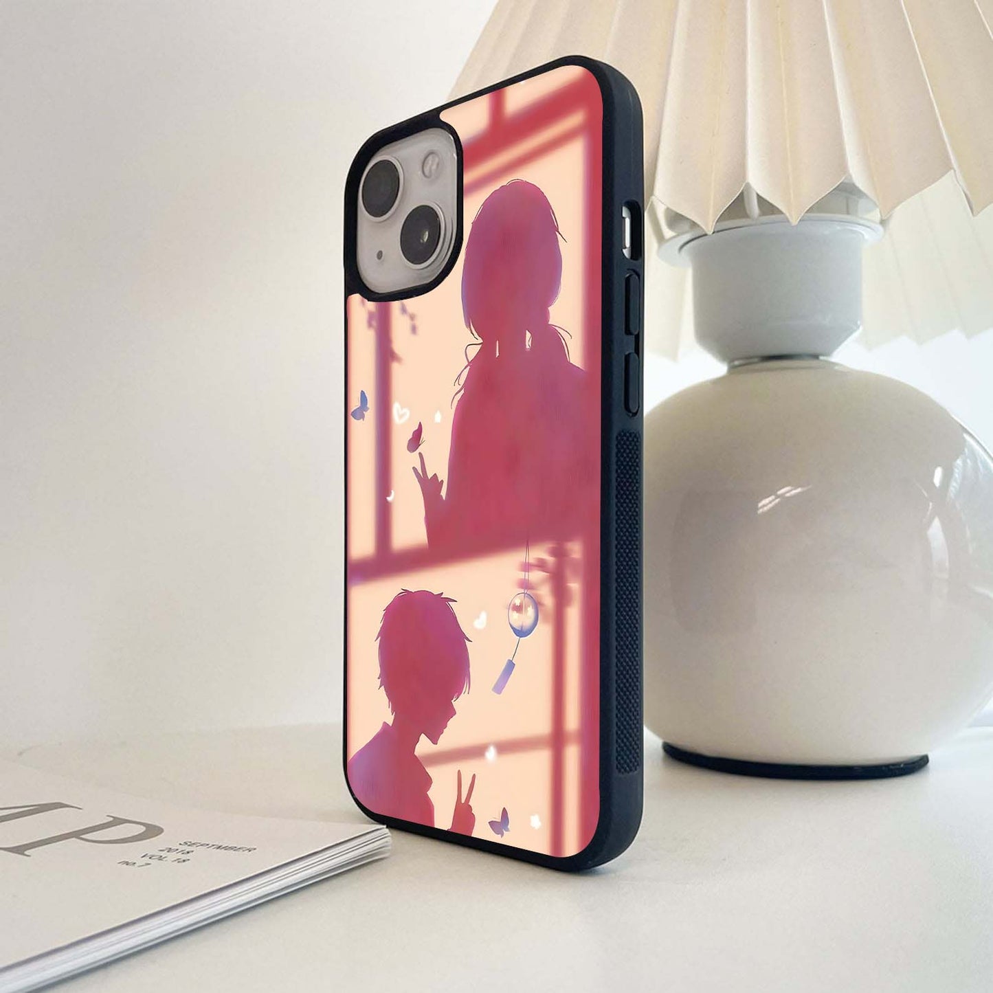 Pink Shadow Couple Glass Case