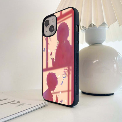 Pink Shadow Couple Glass Case