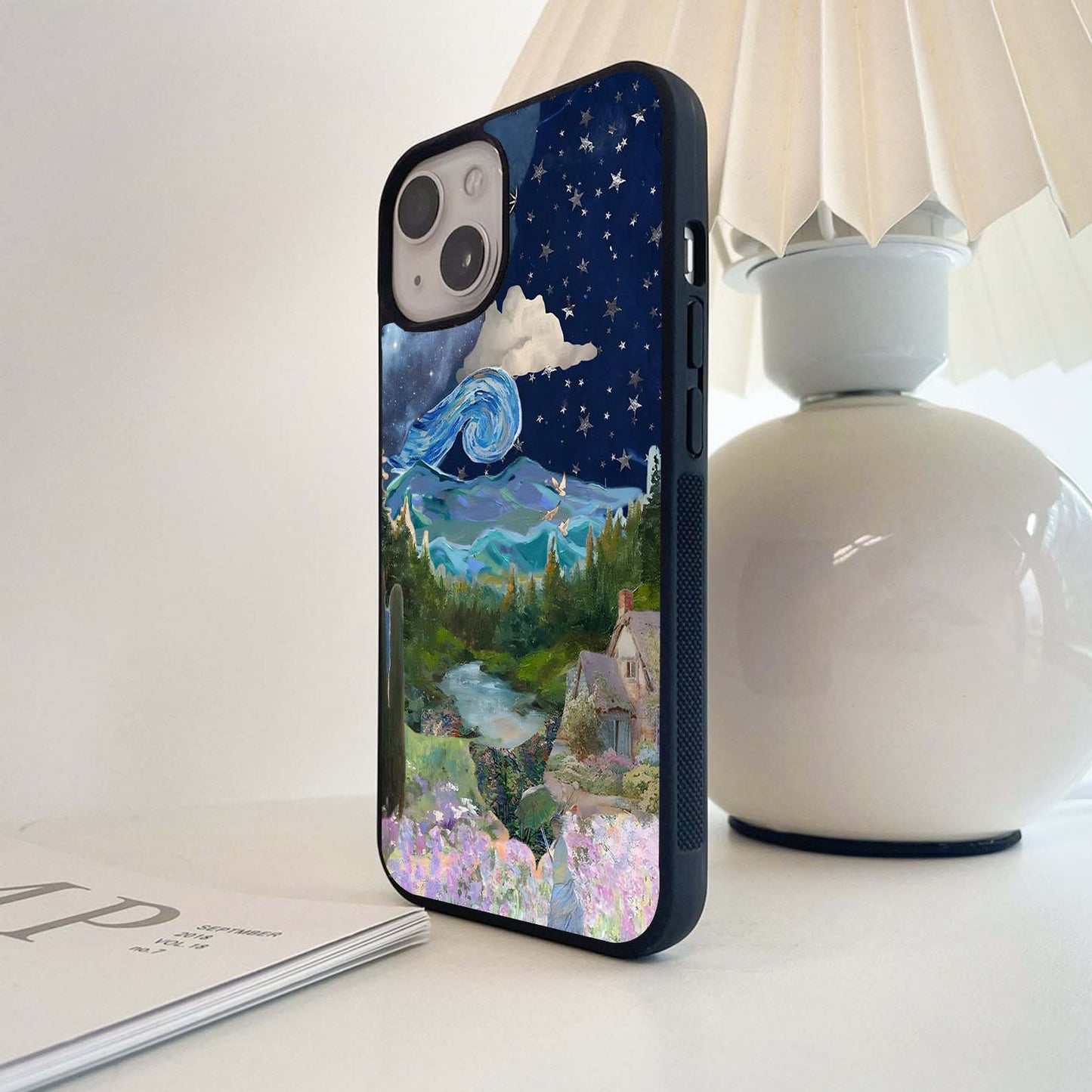 Whimsical Night house Glass Case