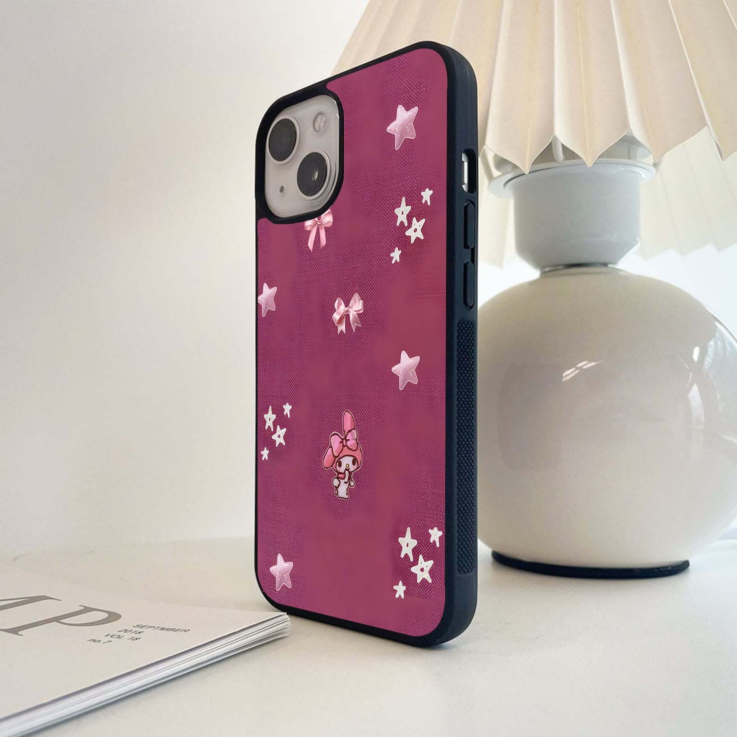 Melody on Pink Sparkle Glass Case