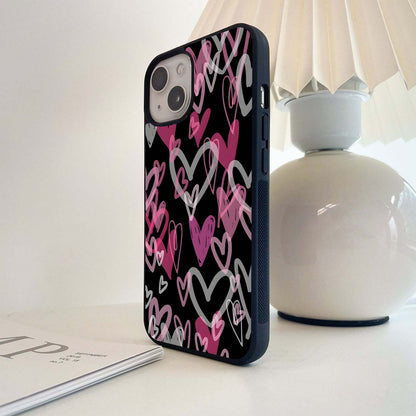 Sketchy Heart Collage Glass Case