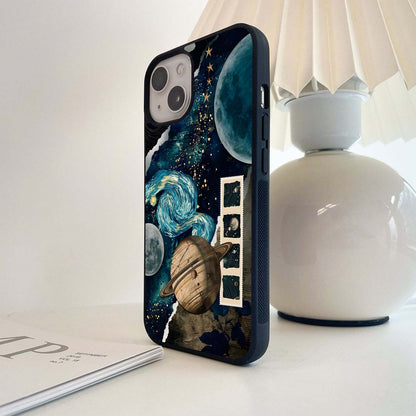 Space with swirling galaxy Glass Case