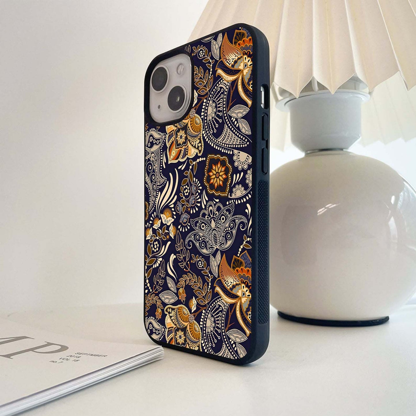 Gold Floral Pattern Glass Case