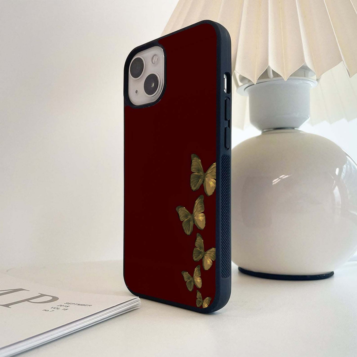 Golden Flight  Butterfly Glass Case