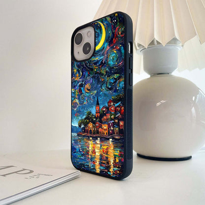 Moonlit Village Glass Case