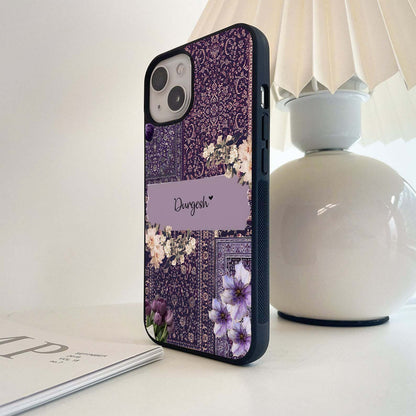 Antique Floral Whisper Custom Name Glass Case