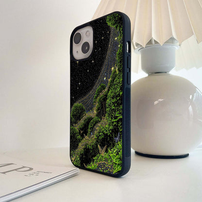 Starry Greenery Wallpaper Glass Case