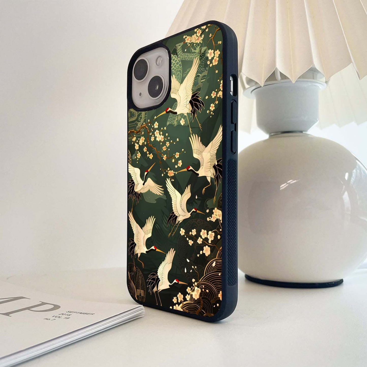 Happy Cranes Pattern Glass Case