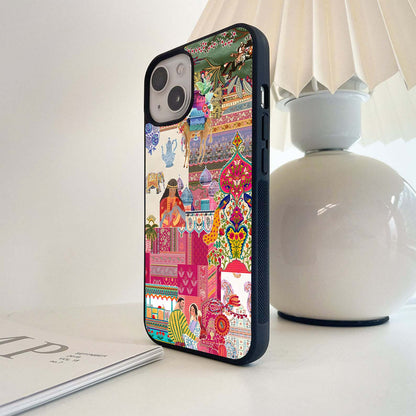 Cultural Tapestry Collage Glass Case