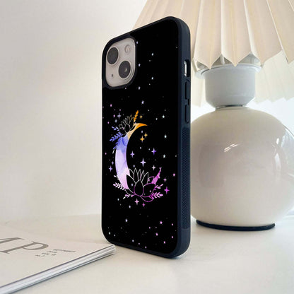 Watercolor Moon & Lotus Glass Case