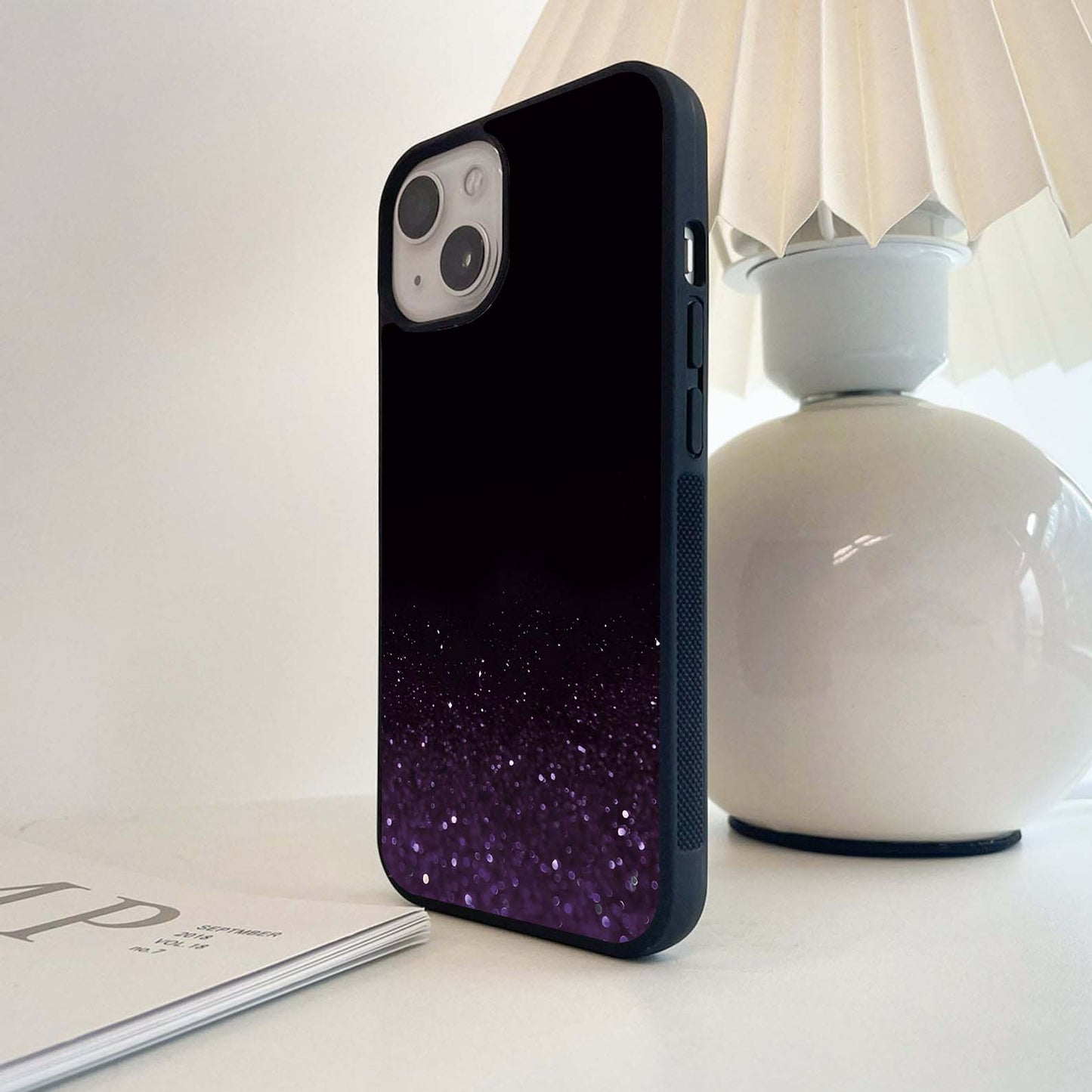 Glittery Purple Bokeh Glass Case