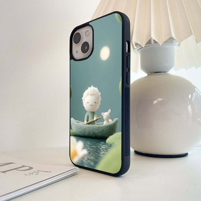 Row With Bunny Glass Case