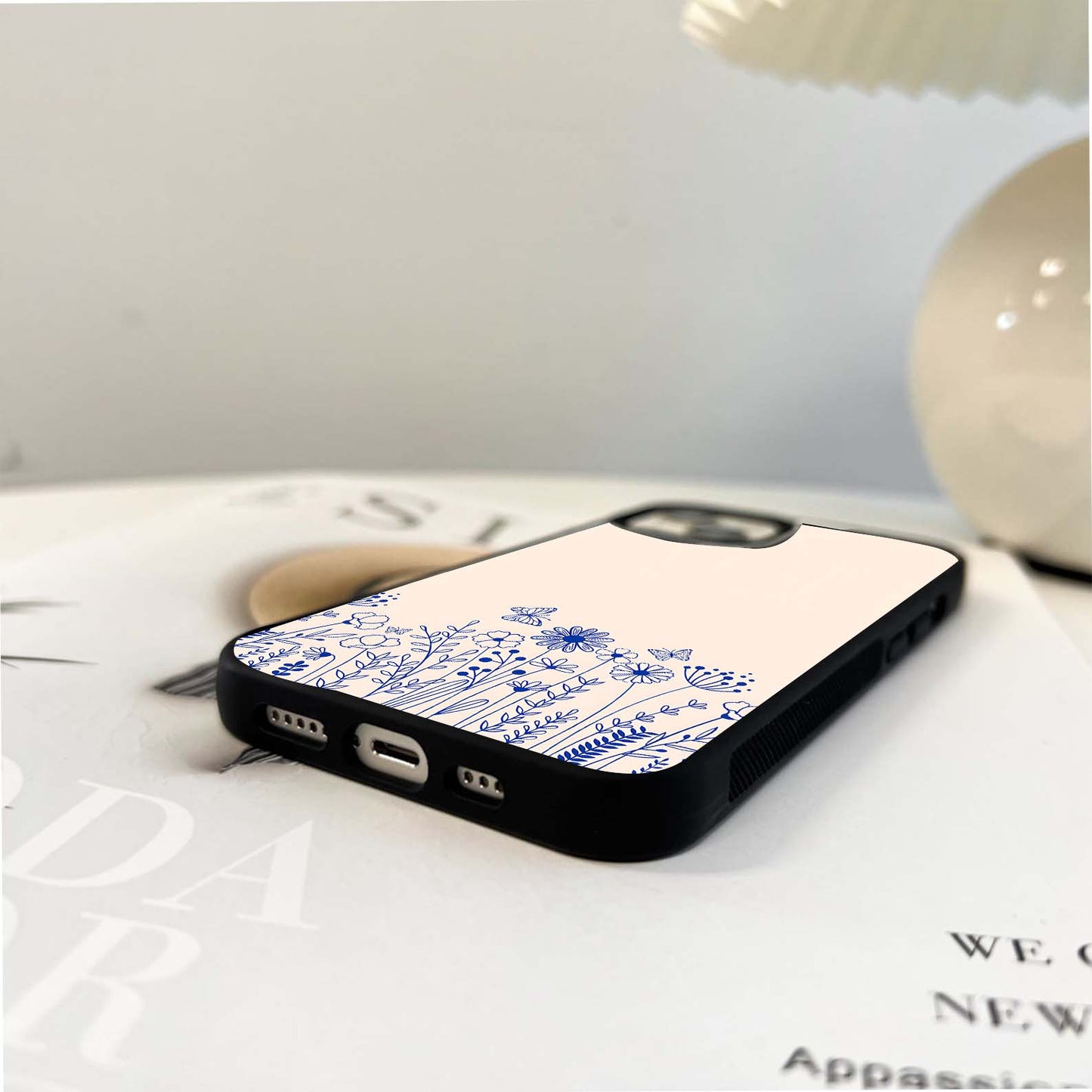 Blue Floral Art Glass Case