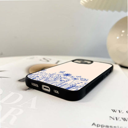 Blue Floral Art Glass Case