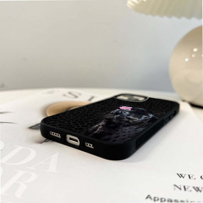 Panther on Black Leopard Glass Case