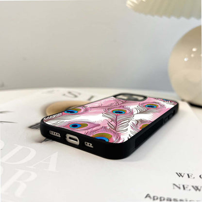 Peacock Feathers Floating Glass Case