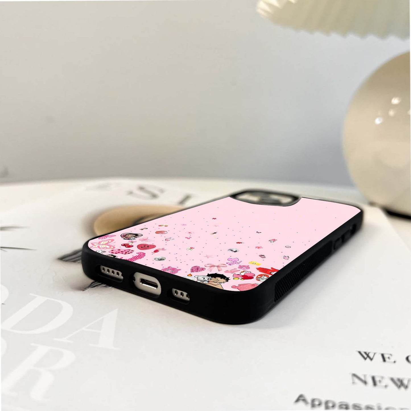 Pink Doodles & Charms Glass Case