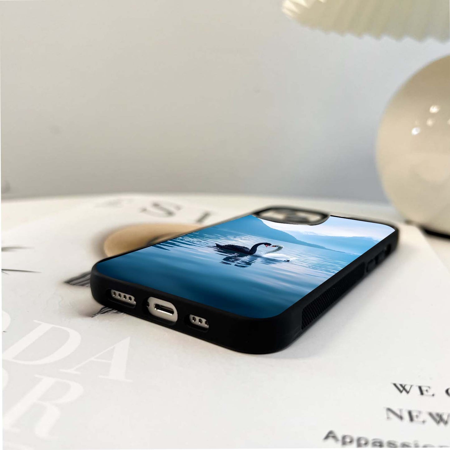 Swan Love Lake Glass Case