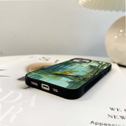 Crocodile Lake Scenery Glass Case