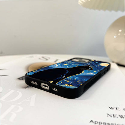 Black Cat & Starry Night Sky Glass Case
