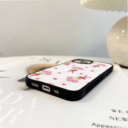 Pink Tulip bouquets Glass Case