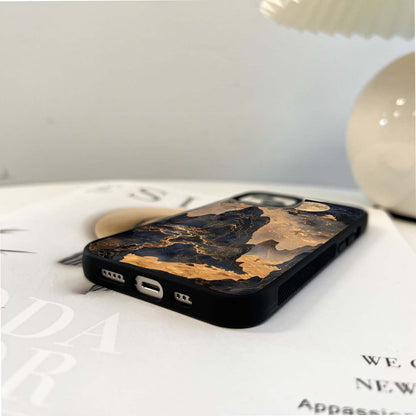 Majestic Golden Mountains Glass Case