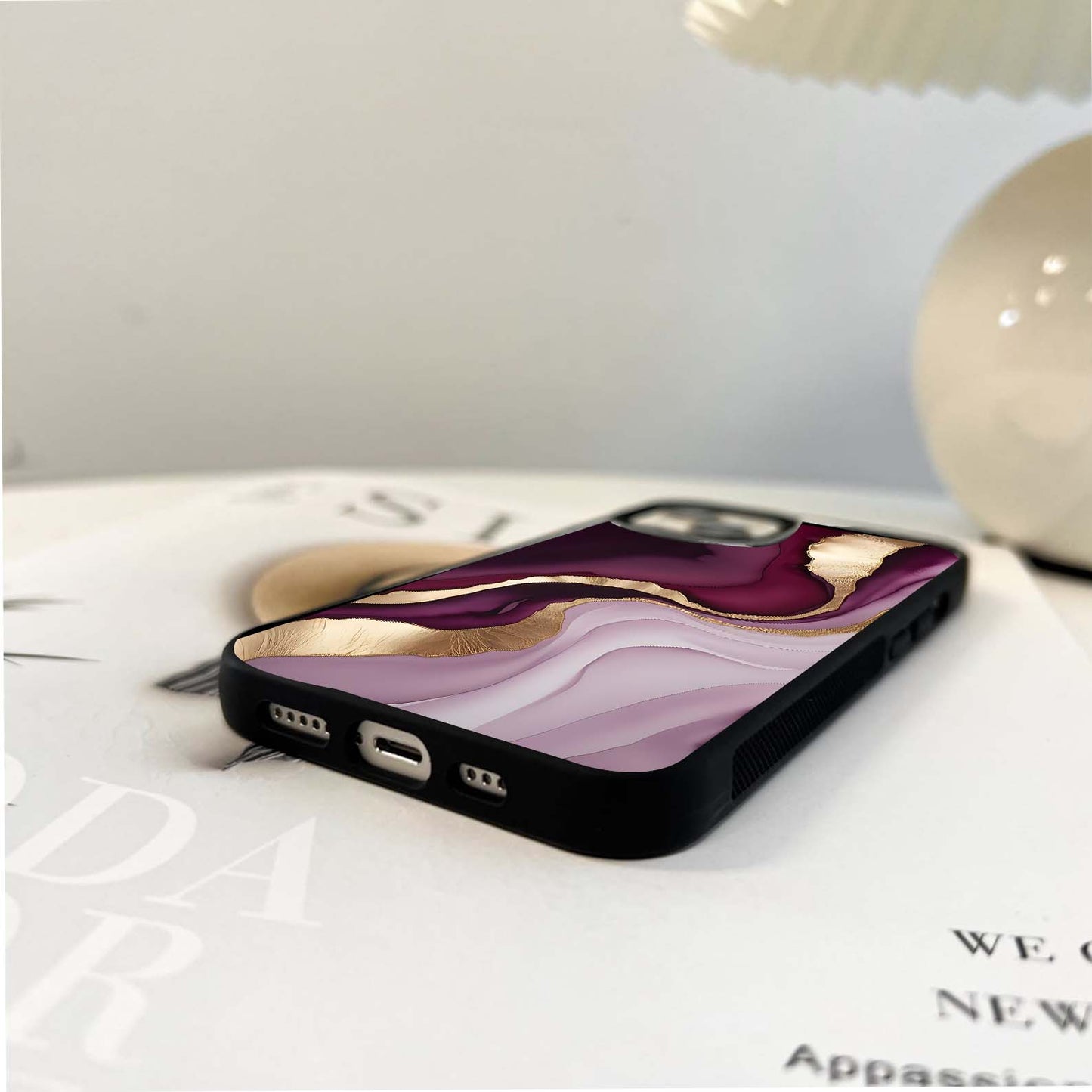 Royal Plum Marble Glass Case