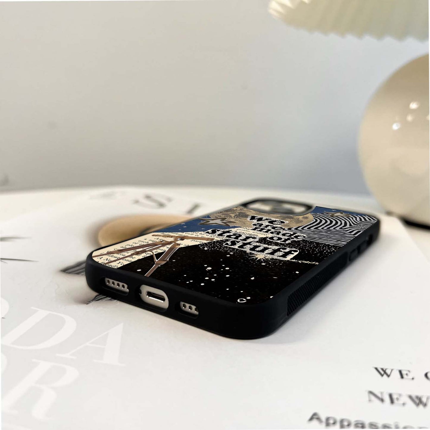 Collage with Moon & Quote Glass Case