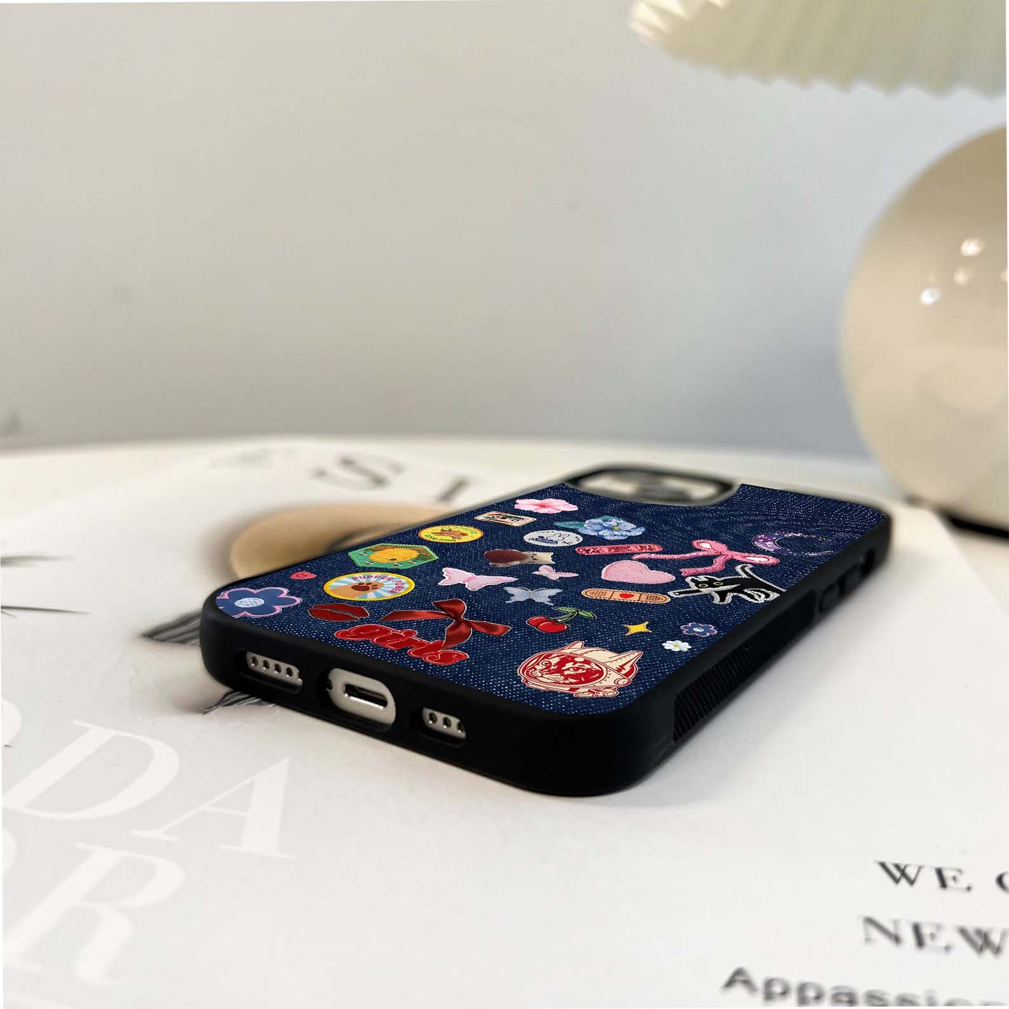 Embroidered Stickers Glass Case